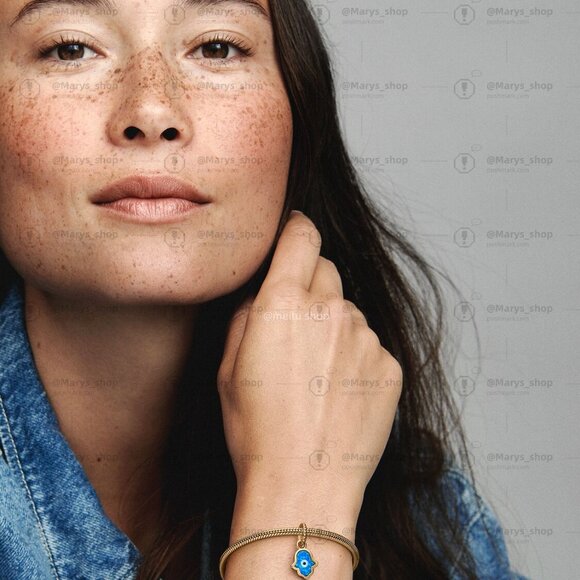 Pandora Opalescent Blue Hamsa Hand Dangle Charm - Picture 5 of 5